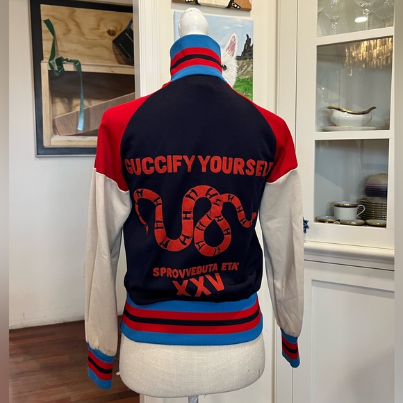 Gucci Blue & Navy Contrast Ribbed Collar Jacket - Picture 8 of 9